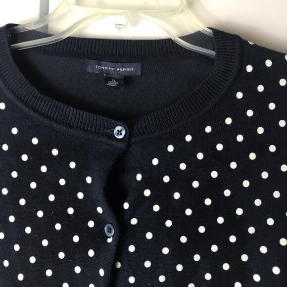 Tommy Hilfiger Polka Dot Cotton Cardigan Sweater Cardi Knit Top Jacket Preppy M - Picture 7 of 8